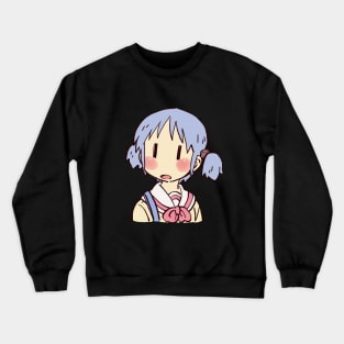 funny mio meme surprised face nichijou Crewneck Sweatshirt